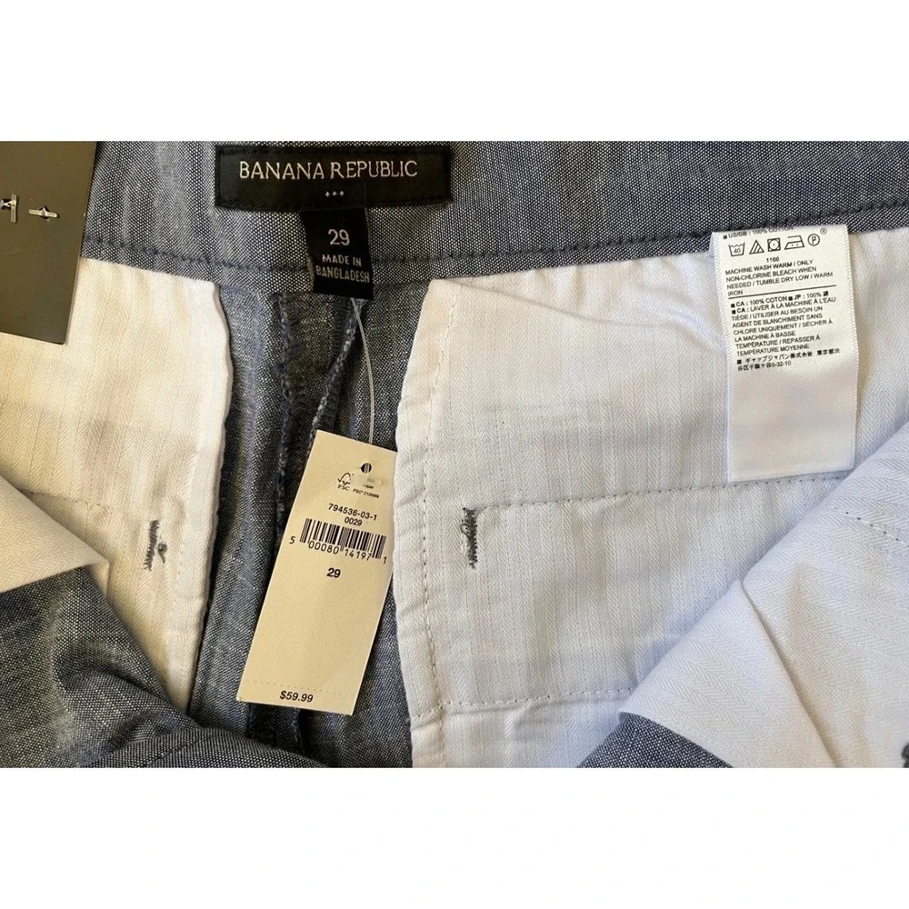 BRAND NEW! Banana‎ Republic Mens 29 Chambray Shorts Blue Slim Fit 9 Inch Inseam
